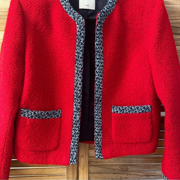 SANDRO  Vanessa Tweed Crop Jacket in red size S - Picture 3 of 6